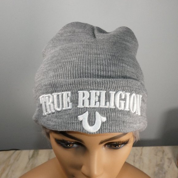 True Religion Gray Knit Cap Watchman Beanie - Picture 4 of 5